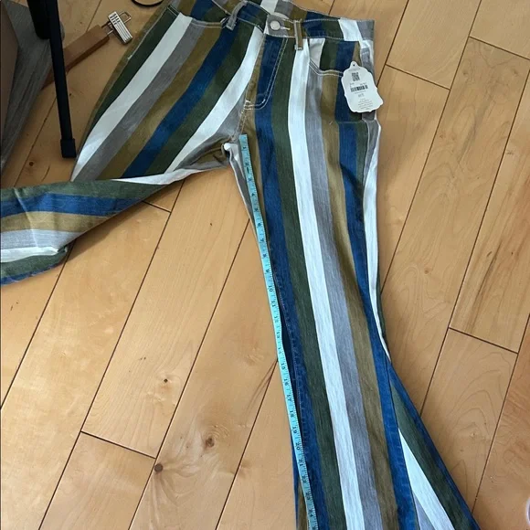 Altar'd State Multicolor Striped Flare Bell Bottom Jeans Size XS - Picture 10 of 15